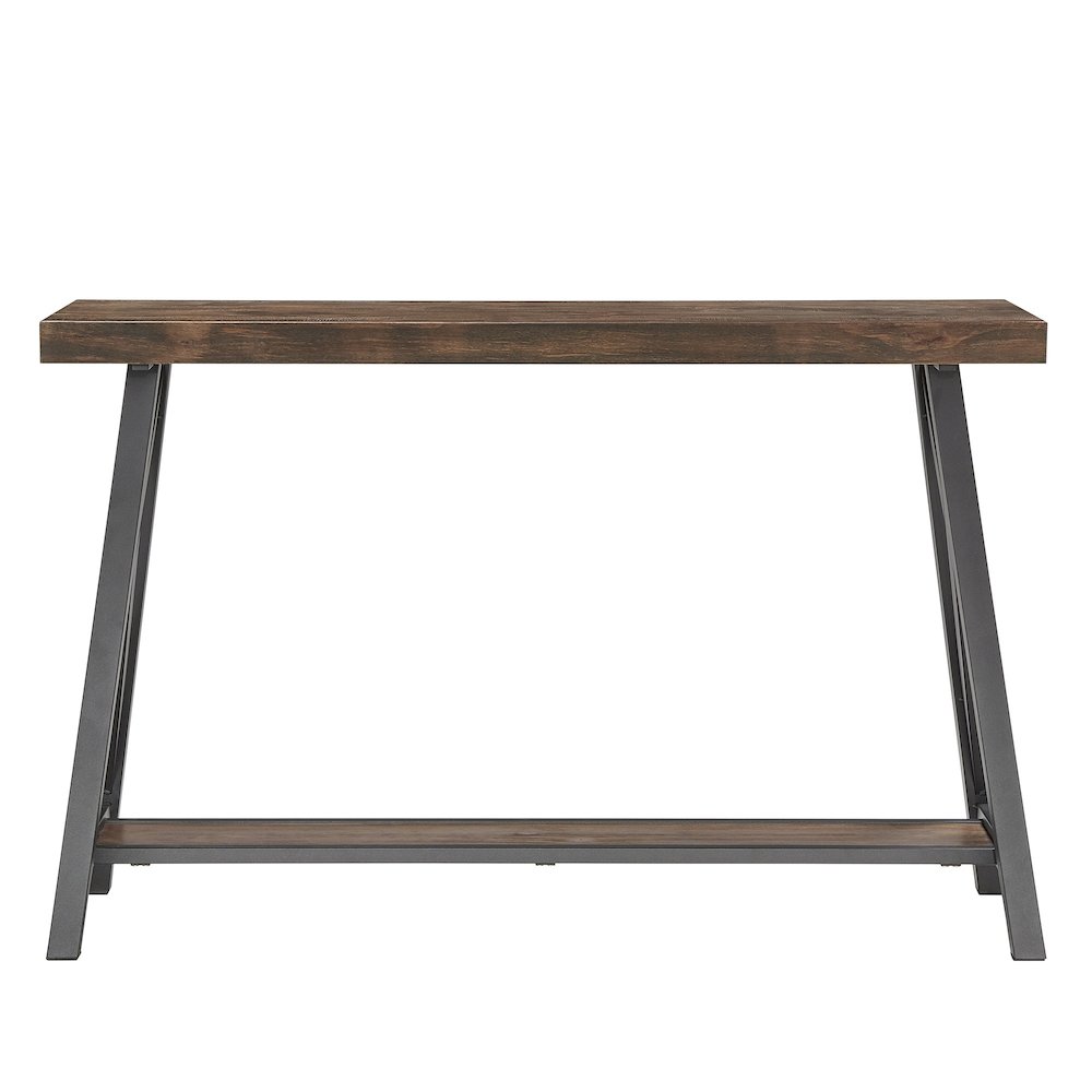 Brown Finish Sofa Table With Shelf
