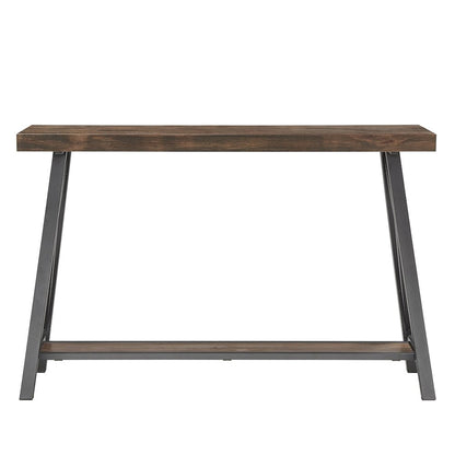 Brown Finish Sofa Table With Shelf