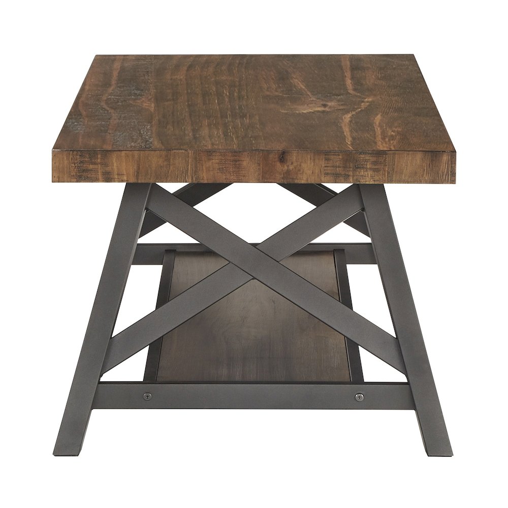 Brown Finish Coffee Table With Shelf