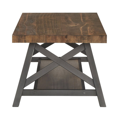 Brown Finish Coffee Table With Shelf