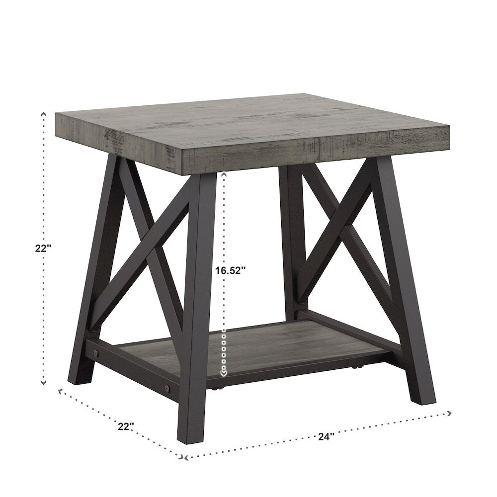 Grey Finish End Table With Shelf