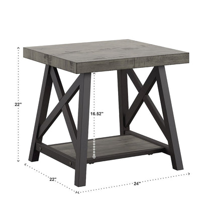 Grey Finish End Table With Shelf