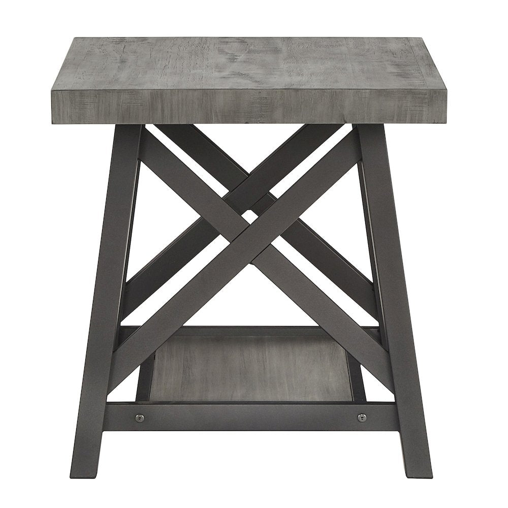 Grey Finish End Table With Shelf