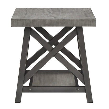 Grey Finish End Table With Shelf