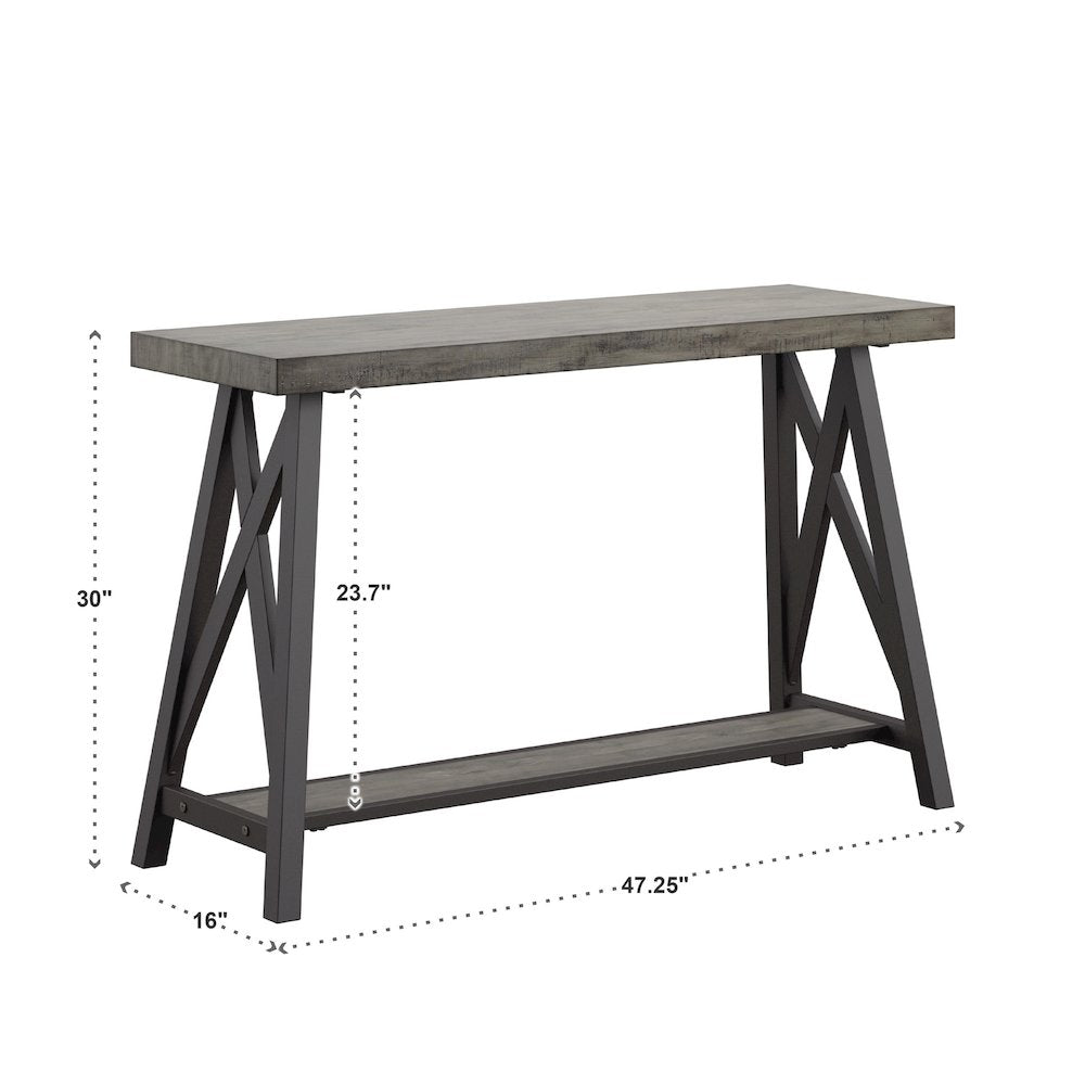 Grey Finish Sofa Table With Shelf