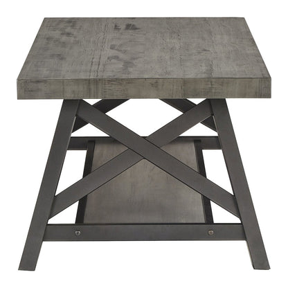Grey Finish Coffee Table With Shelf