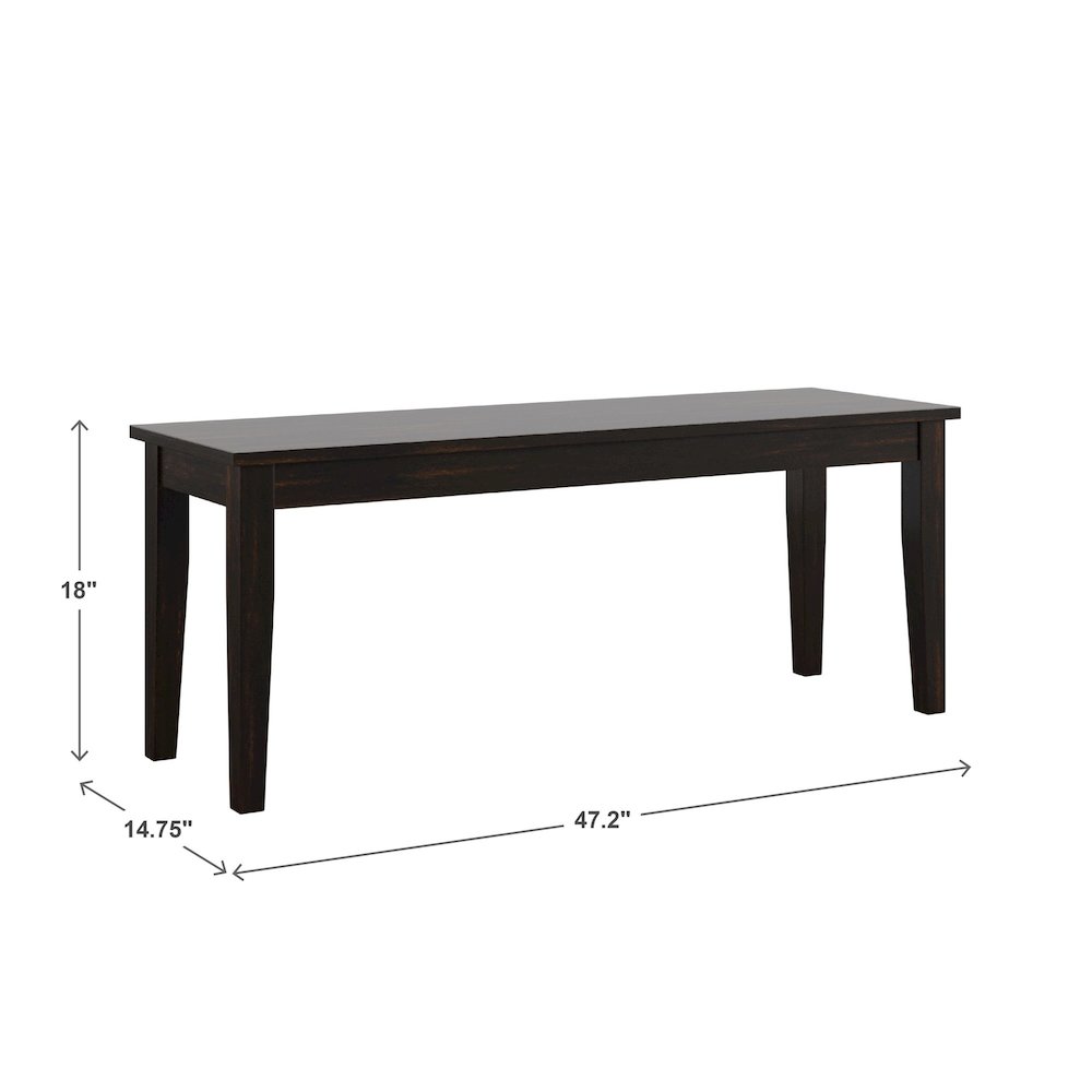 Antique Black Finish 48"W Bench
