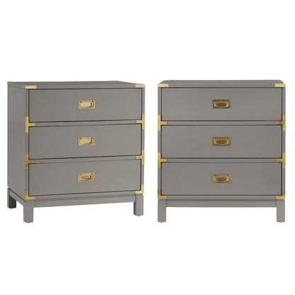 Frost Grey Finish Nightstand With 3 Drawers