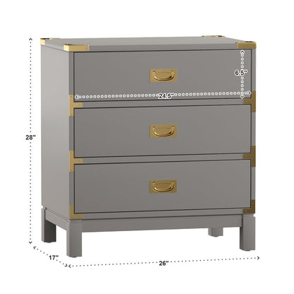 Frost Grey Finish Nightstand With 3 Drawers