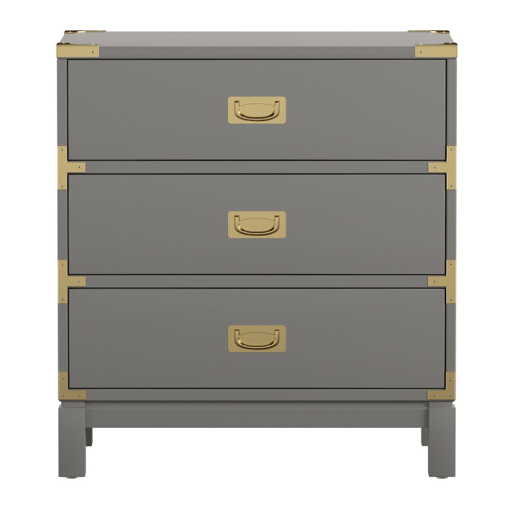 Frost Grey Finish Nightstand With 3 Drawers