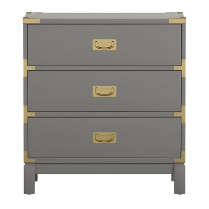 Frost Grey Finish Nightstand With 3 Drawers