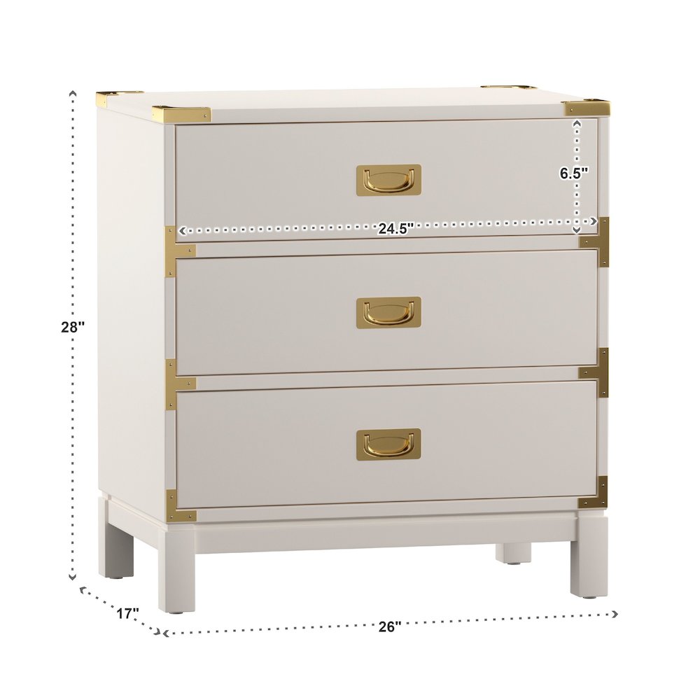 White Finish Nightstand With 3 Drawers