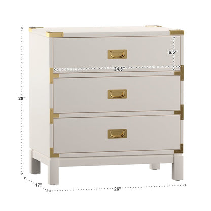 White Finish Nightstand With 3 Drawers