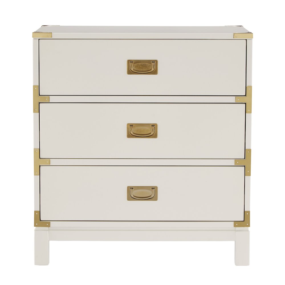 White Finish Nightstand With 3 Drawers