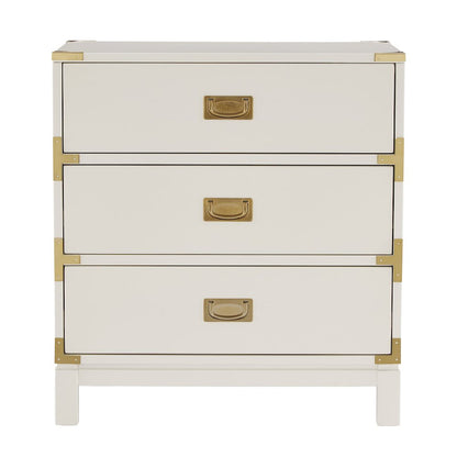 White Finish Nightstand With 3 Drawers