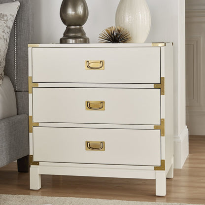 White Finish Nightstand With 3 Drawers