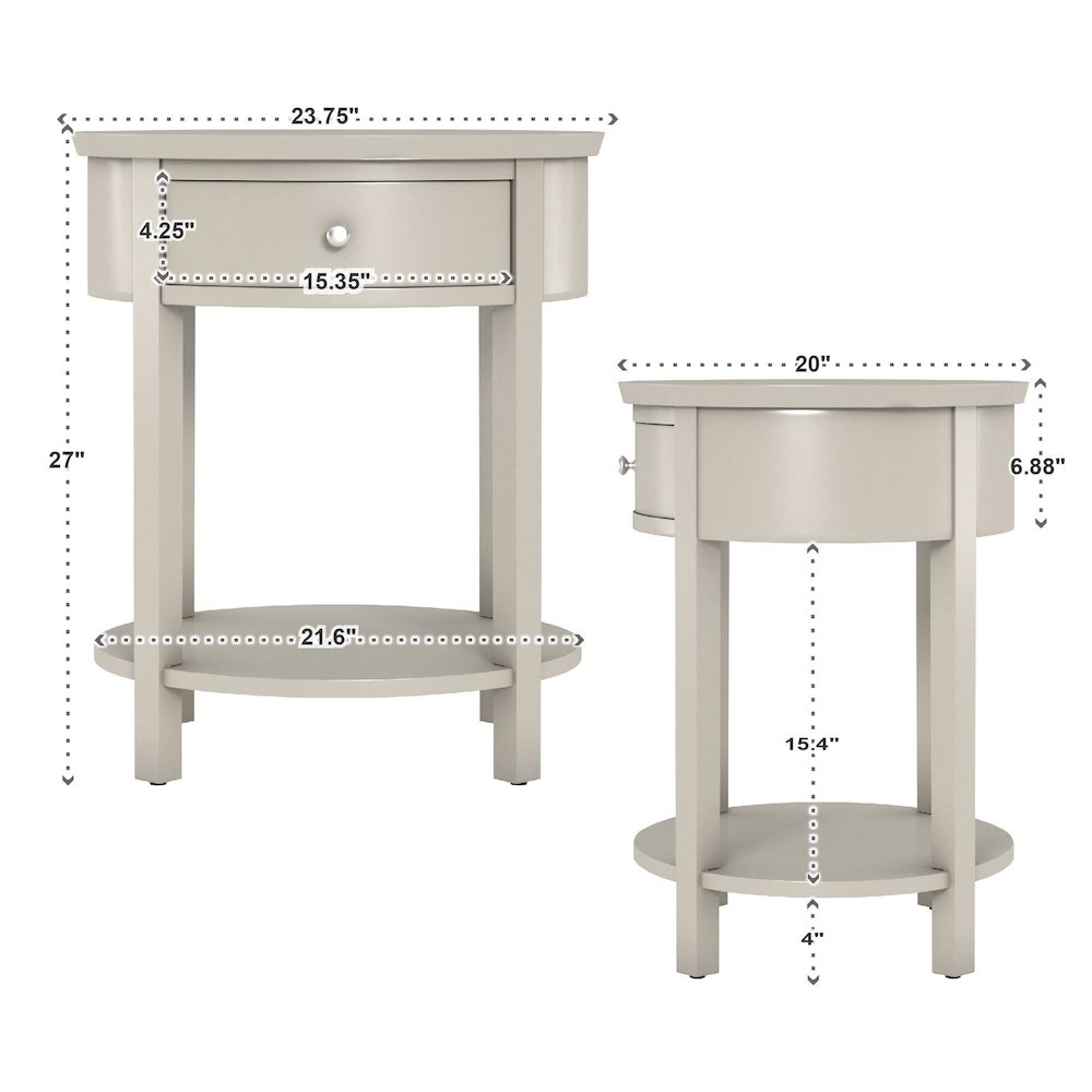 Silver Birch Finish Oval Accent Table