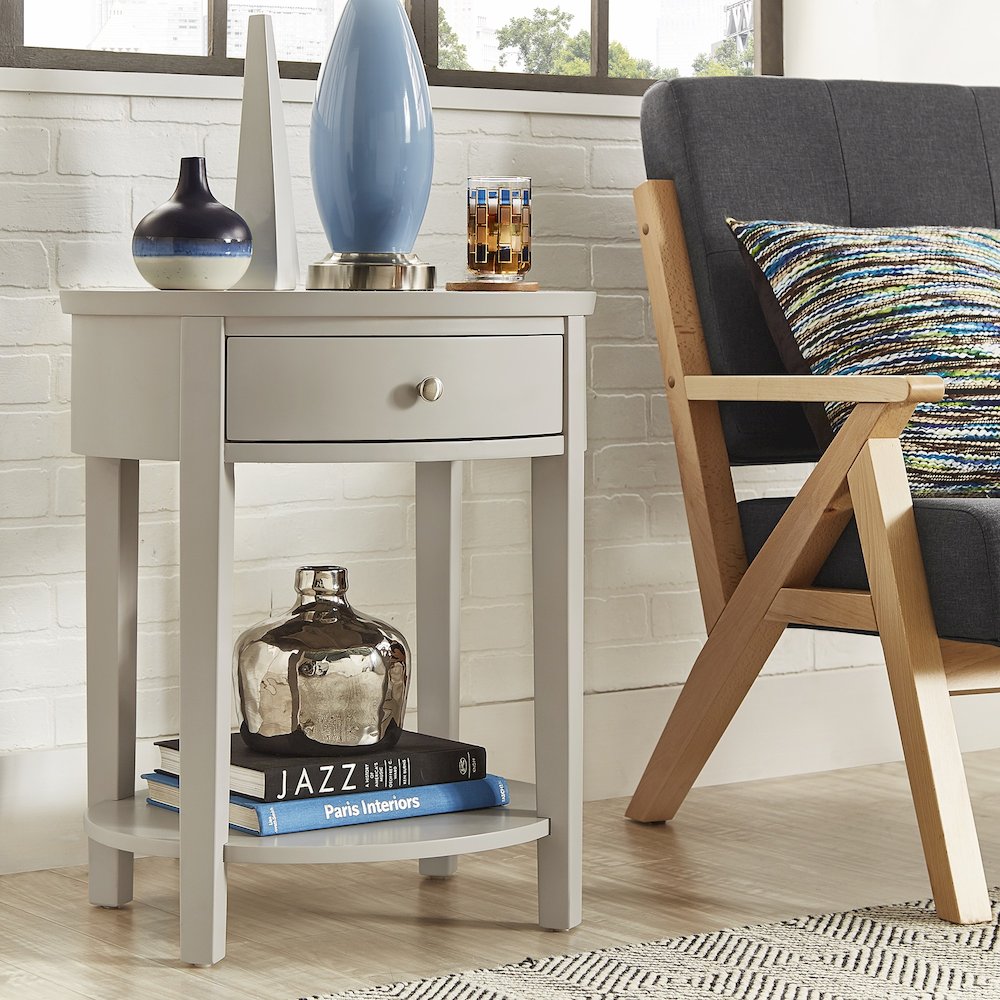 Silver Birch Finish Oval Accent Table