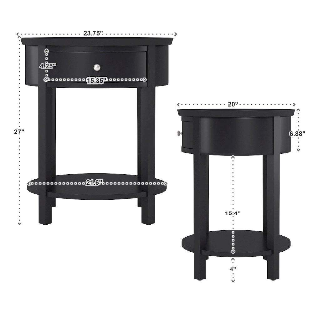 Vulcan Black Finish Oval Accent Table