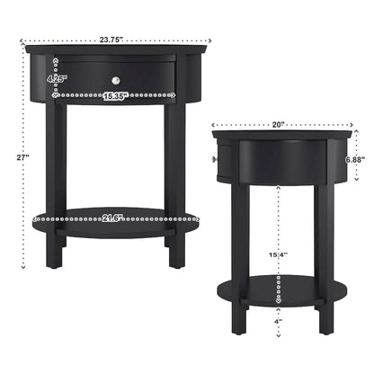 Vulcan Black Finish Oval Accent Table