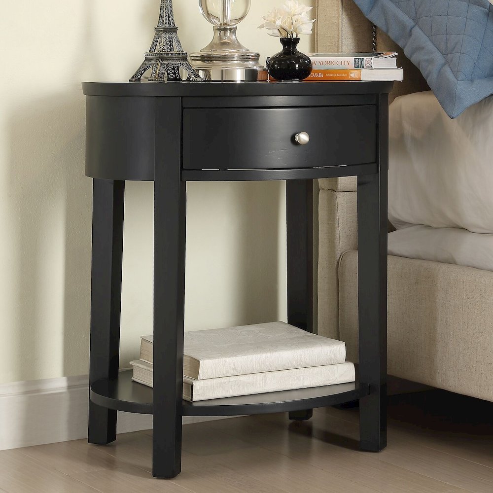 Vulcan Black Finish Oval Accent Table