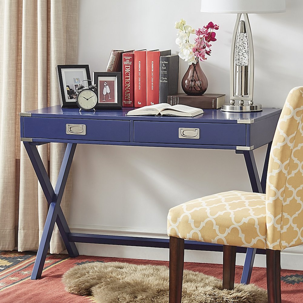 Twilight Blue Finish X-Base Box Desk