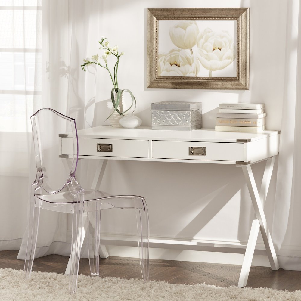 White Finish X-Base Box Desk