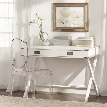 White Finish X-Base Box Desk