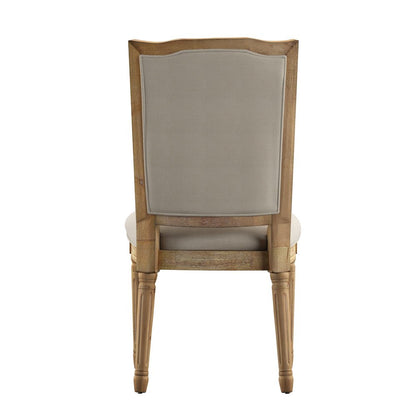 Set of 2, Beige Linen Dining Chair