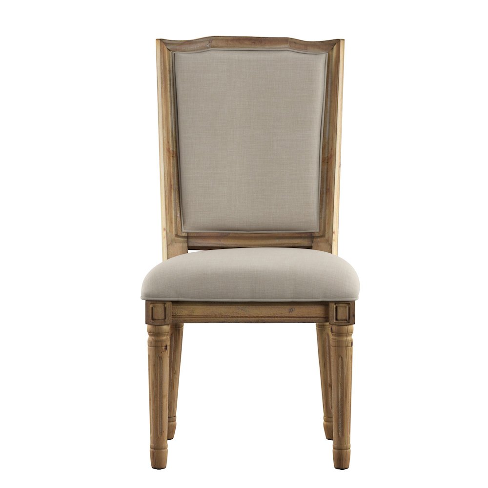 Set of 2, Beige Linen Dining Chair