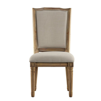 Set of 2, Beige Linen Dining Chair