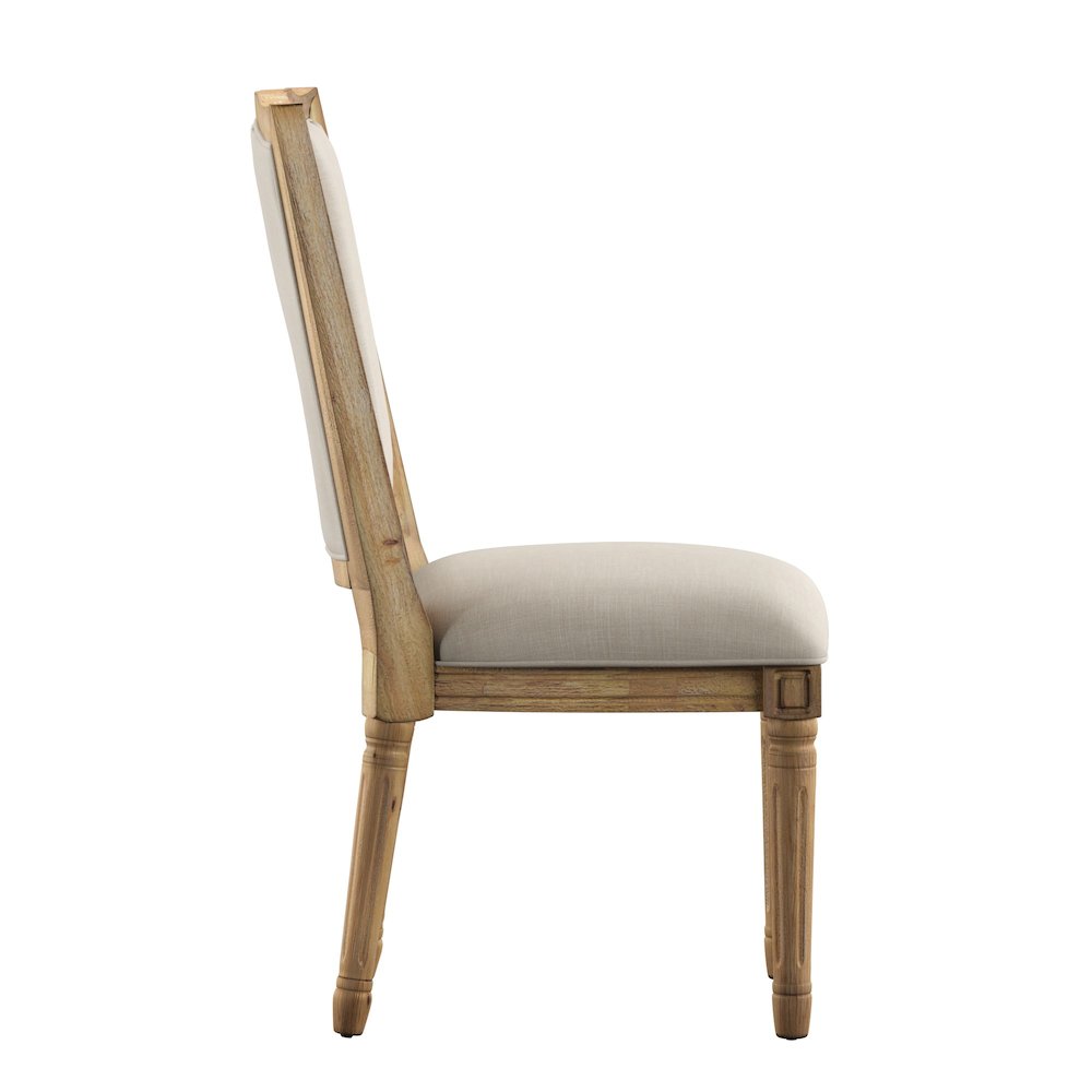 Set of 2, Beige Linen Dining Chair