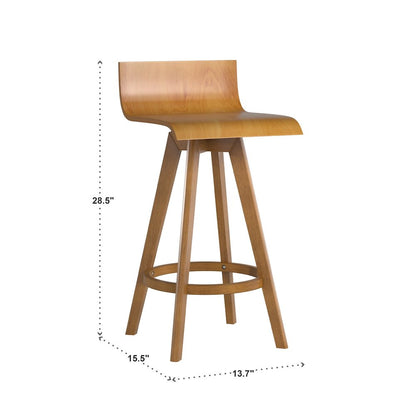Set of 2, Nature Finish Counter Height Chair