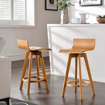 Set of 2, Nature Finish Counter Height Chair