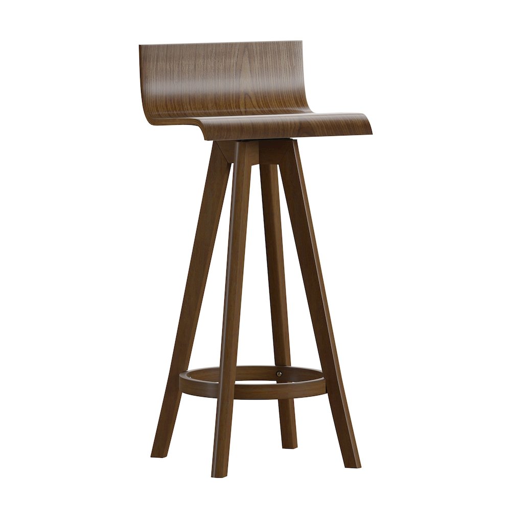 Set of 2, Walnut Finish Counter Height Chair
