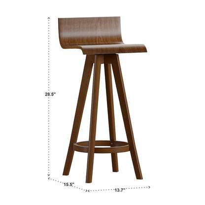 Set of 2, Walnut Finish Counter Height Chair