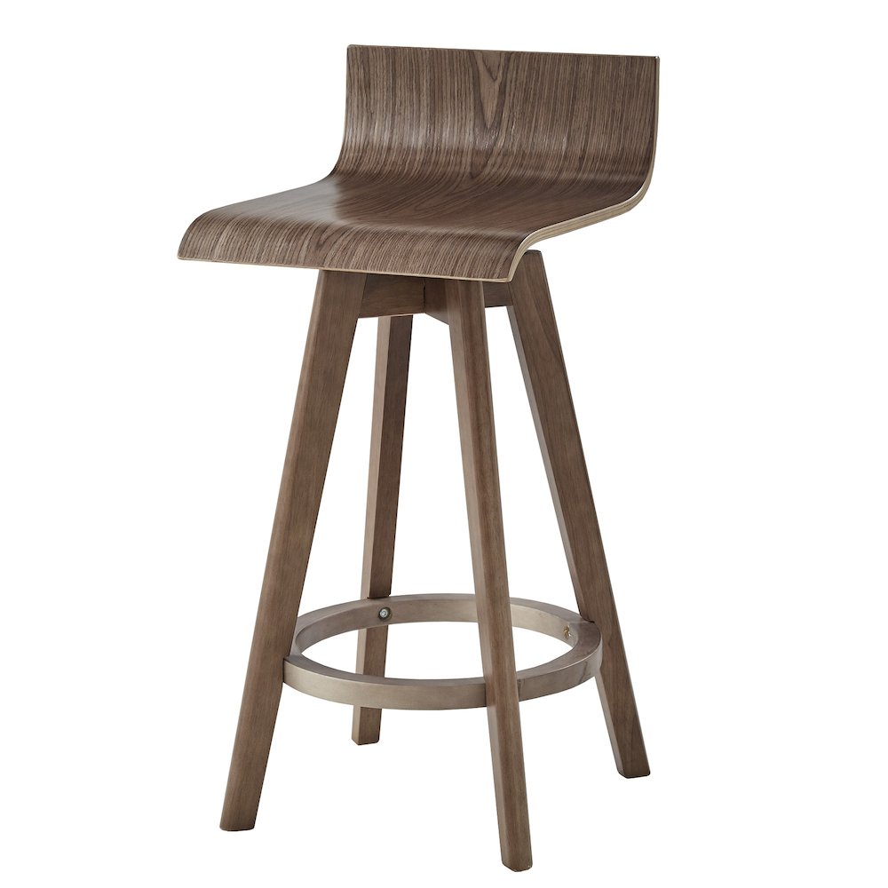 Set of 2, Walnut Finish Counter Height Chair