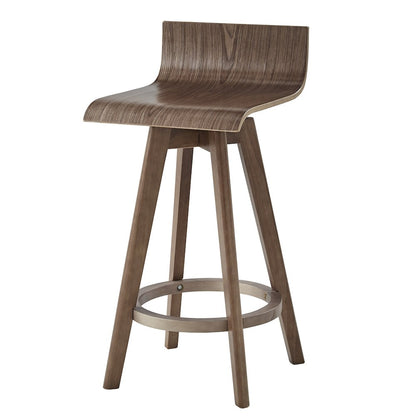 Set of 2, Walnut Finish Counter Height Chair