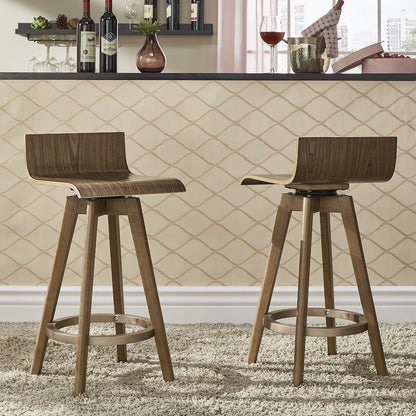 Set of 2, Walnut Finish Counter Height Chair