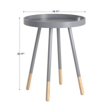 Frost Grey Finish Round Tray End Table