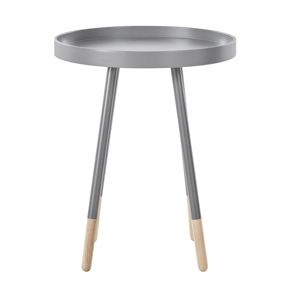 Frost Grey Finish Round Tray End Table
