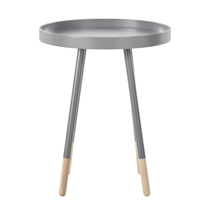 Frost Grey Finish Round Tray End Table