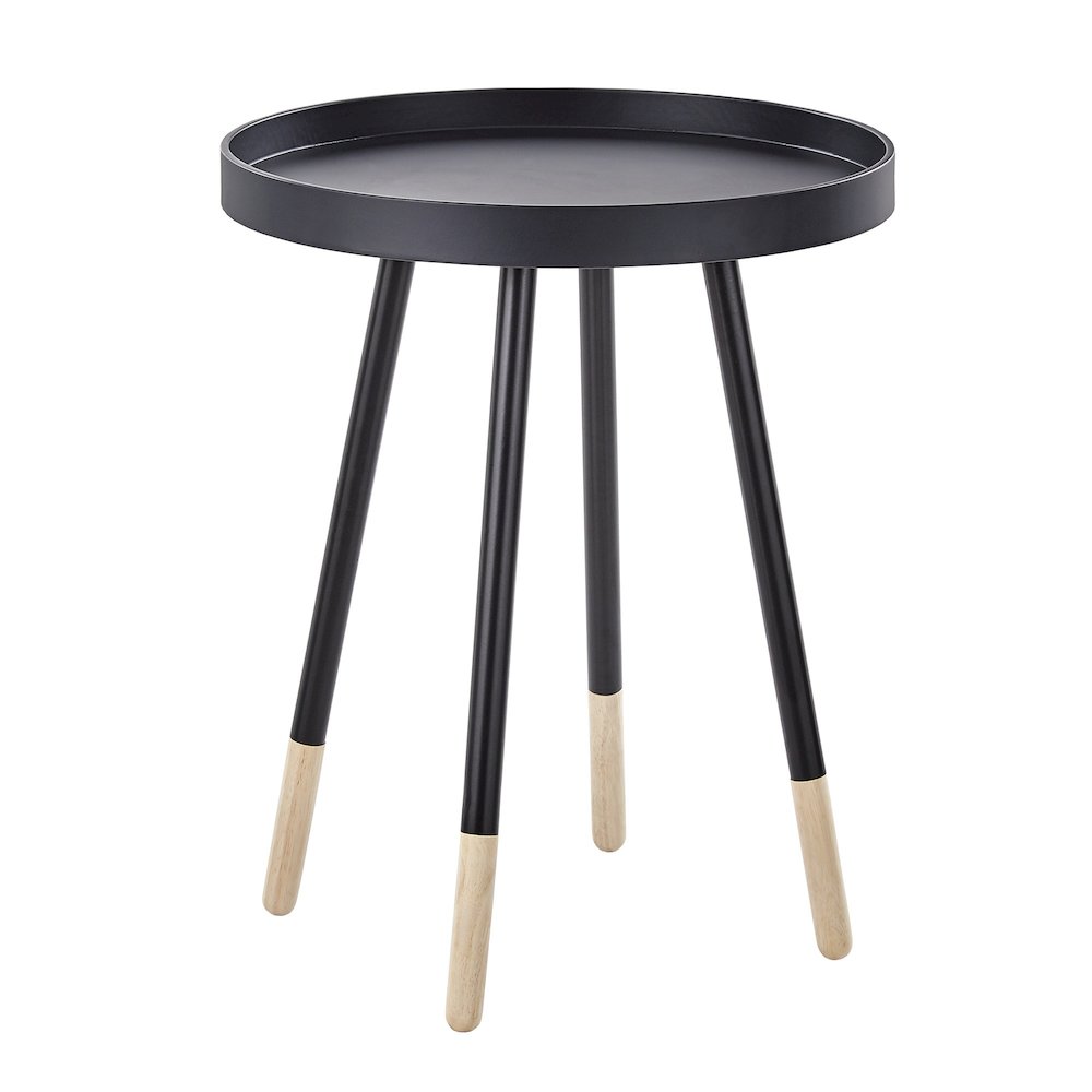 Black Finish Round Tray End Table