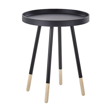 Black Finish Round Tray End Table