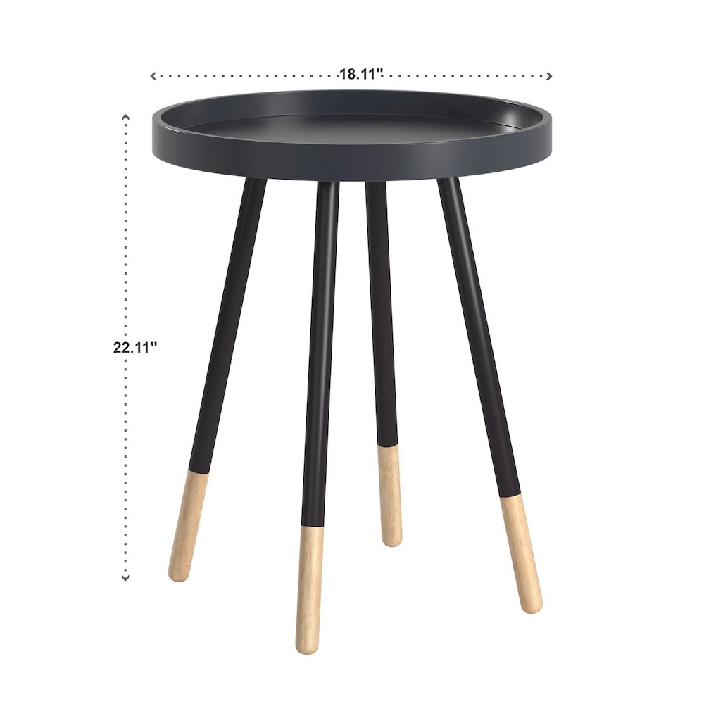 Black Finish Round Tray End Table