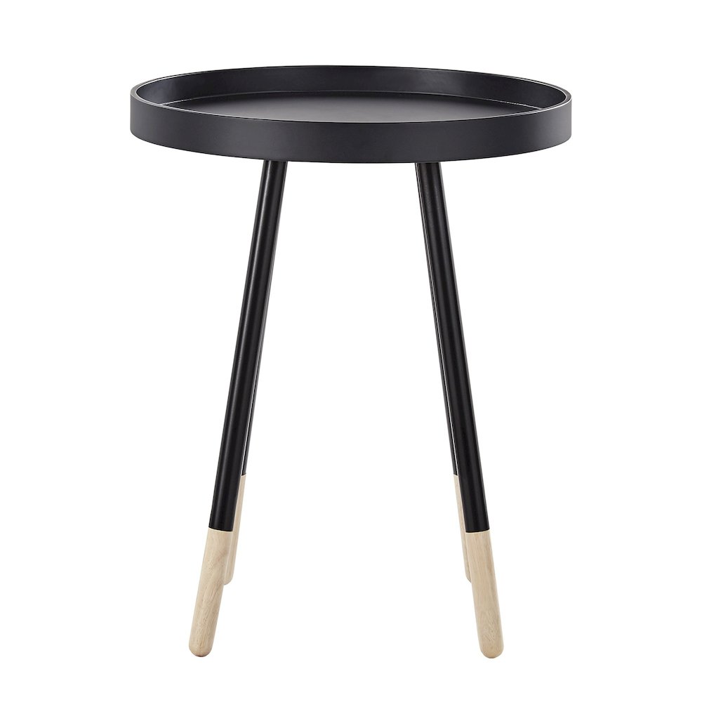 Black Finish Round Tray End Table