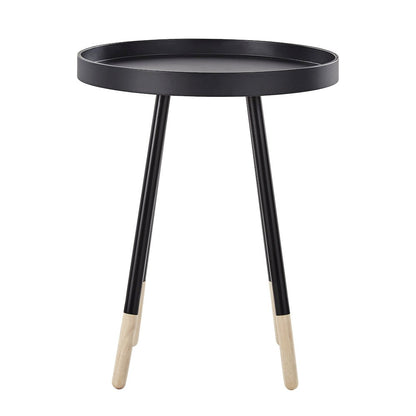 Black Finish Round Tray End Table
