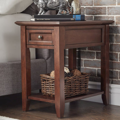 Espresso Finish End Table With Power Outlet