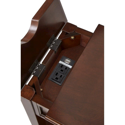 Espresso Finish End Table With Power Outlet
