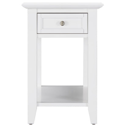 White Finish End Table With Power Outlet